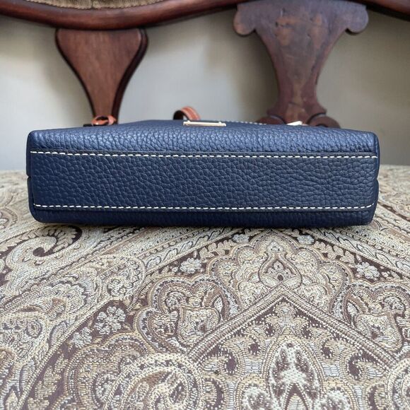 Dooney & Bourke Women's Navy Blue Pebble Leather Letter Carrier Crossbody Bag - Picture 5 of 13